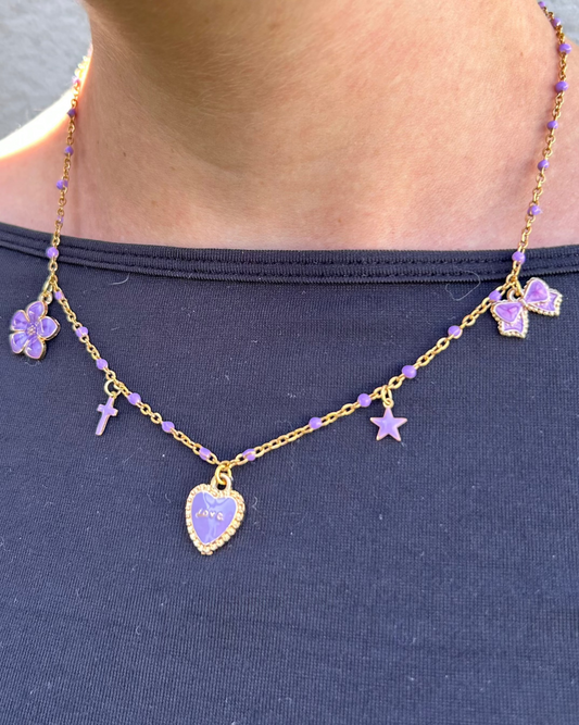 Collier à charms lilas